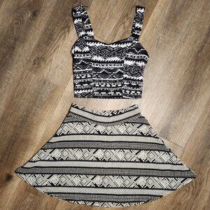 ✨CHARLOTTE RUSSE BUNDLE!✨Tribal Boho Aztec Geometric Skirt Crop Top Strap Back-S